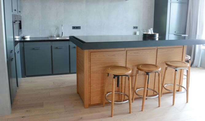 Bar stools in a kitchen