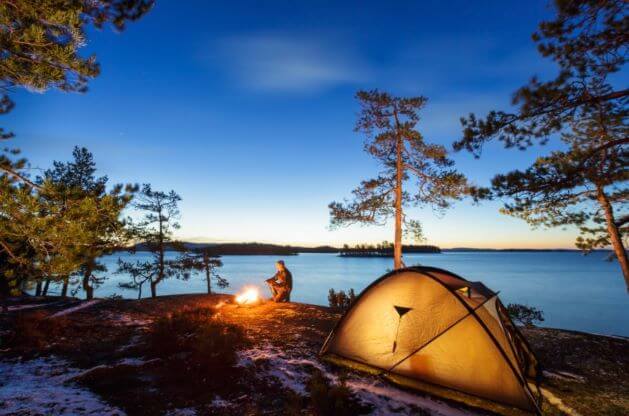 camping besides a lake