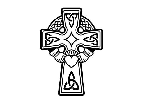 Irish Celtic cross with Claddagh ring