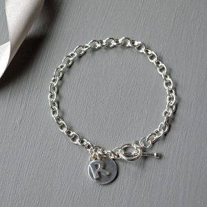 Sterling Silver Initial Charm Bracelet