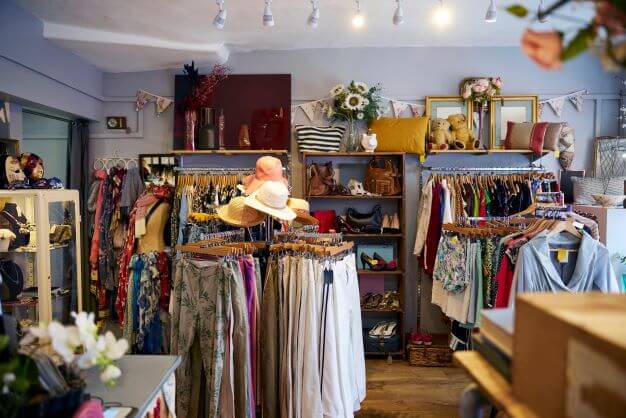 charity shop with designer clothing at bargain prices