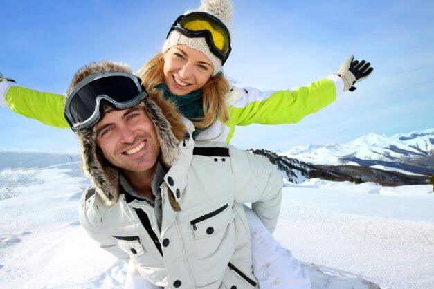 couple in ski gear