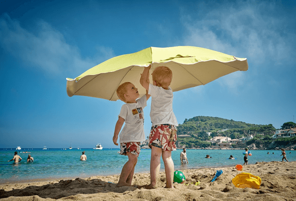 Kids having fun on the beach