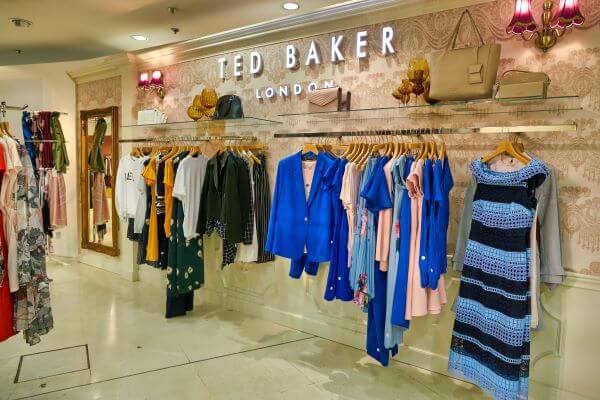 A Ted Baker clothes rack featuring womenswear
