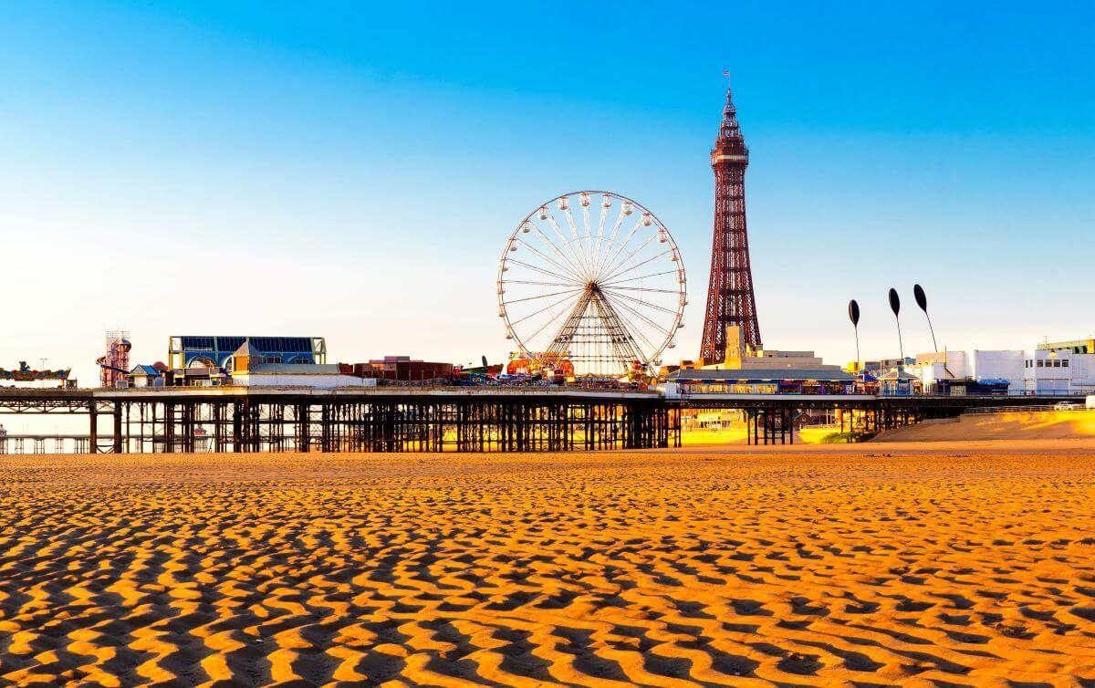 blackpool beach pier and tower