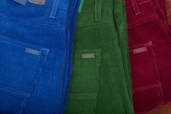 Different coloured corduroy trousers