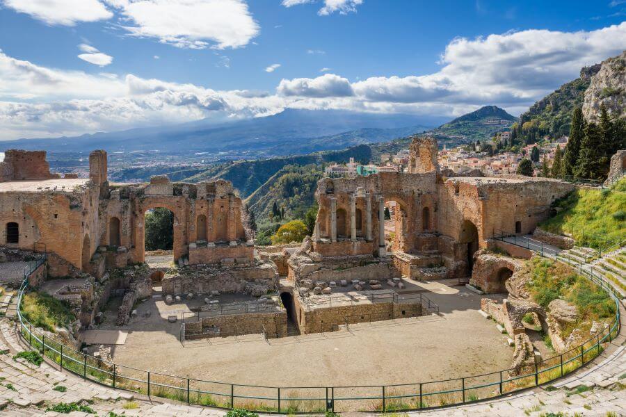 Amphitheatre of Taormina in Siciliy Italy